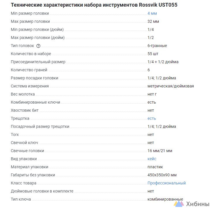 Универсальный набор инструментов ROSSVIK 55 предметов UST055