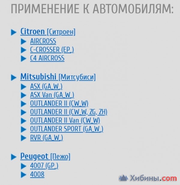 Колодки тормозные для Мицубиши Аутлендер, АСХ, Ситроен с-кроссер