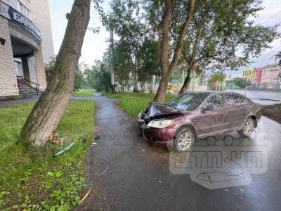 Легковушка влетела в дерево в Мурманске