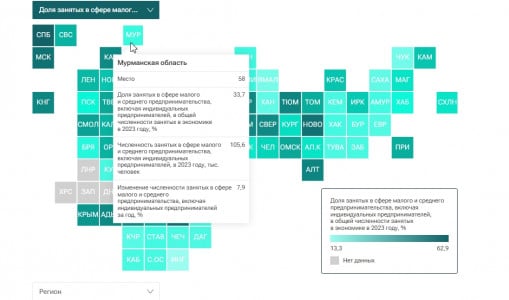 В рейтинге по числу индивидуальных предпринимателей Мурманская область заняла 58-е место