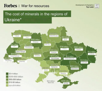 Forbes опубликовал карту стоимости природных богатств Украины и части России — продается всё