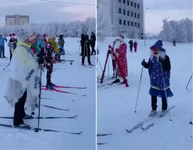 Лыжный забег в карнавальных костюмах впервые прошел в Апатитах