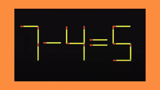 Решите за 8 секунд — куда переставить спичку в равенстве «7 — 4 = 5», чтобы исправить его?