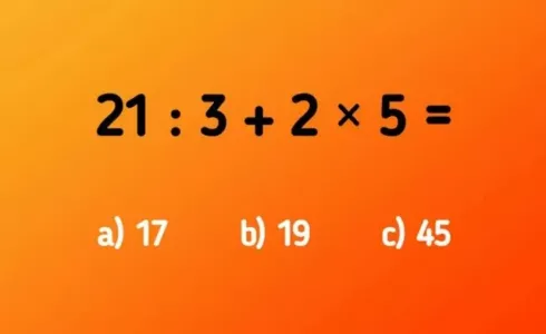Посчитайте в уме пример «21:3+2×5», но только без ошибок — шестиклассники поднимут на смех, если дадите неверный ответ — на решение 6 секунд