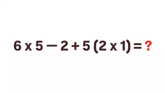 Учительница написала на доске пример: «6×5−2+5(2×1)» и просит посчитать в уме — справитесь? Вас спросят через 6 секунд